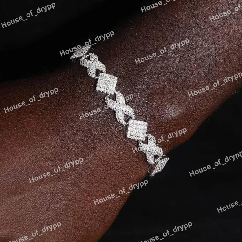 Iced 925 Silver Cuban Link Hip Hop Bracelet Moissanite Diamond Luxury Sparkling Design Bold Statement Timeless
