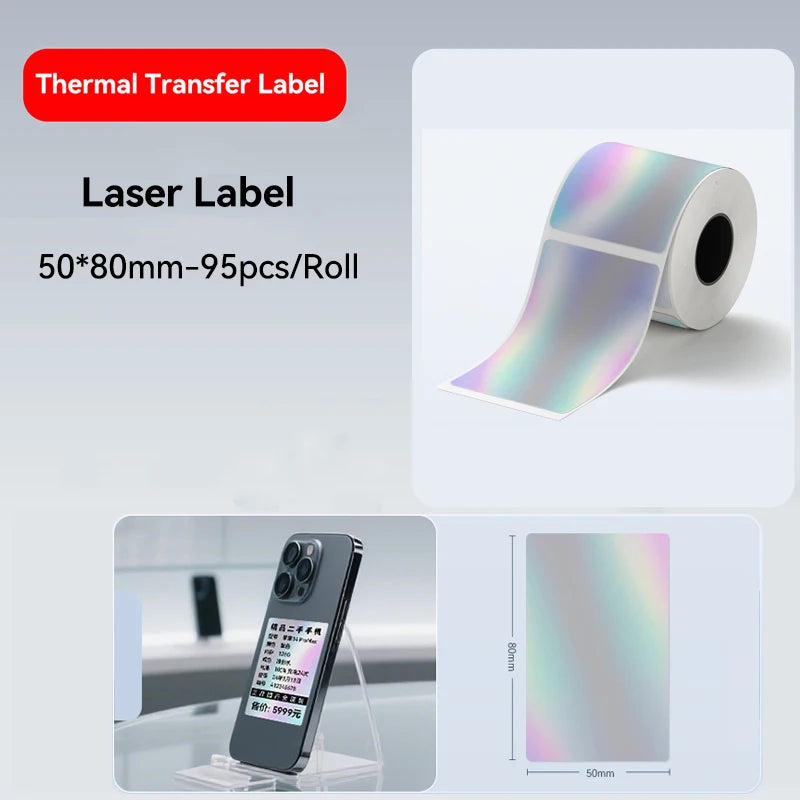 For NiiMBOT M2 Transfer Label Printer White Transparent Dazzling Color Label Sticker Paper Adhesive for Office/Outdoor Keep Long
