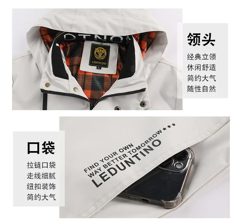 Men's Casual Jacket Parka Autumn/Winter Hooded Jacket Men's Coat Solid Color Outdoor Chic