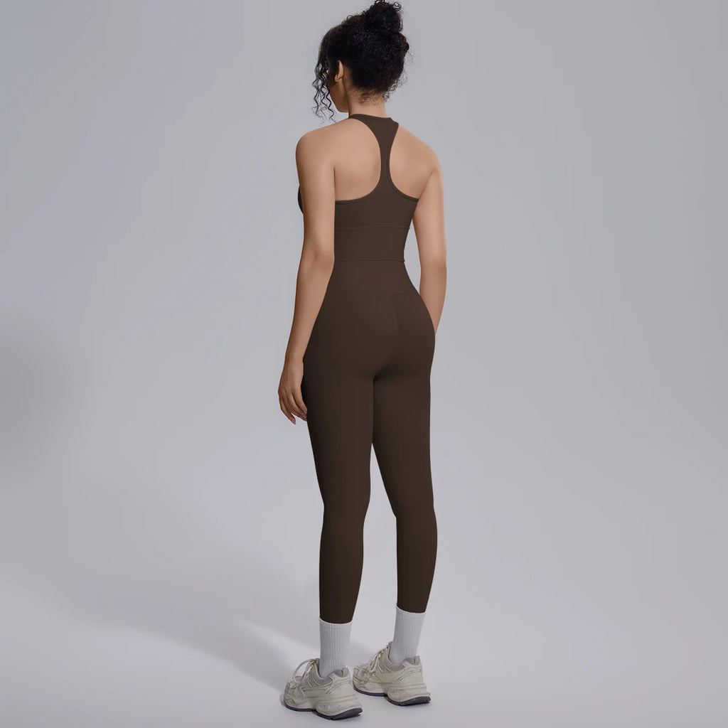 Rooftrellen New Women's Two-piece Set Fitness Sports Solid Color Yoga Set Summer Quick Drying Legging Pants Gather I-shaped Vest