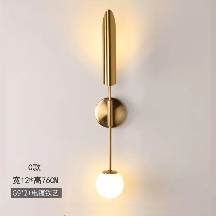 moderm luxury single double head wall lamp golden lnclined tube wall light Mirror light stair living room bedroom deco luminaire