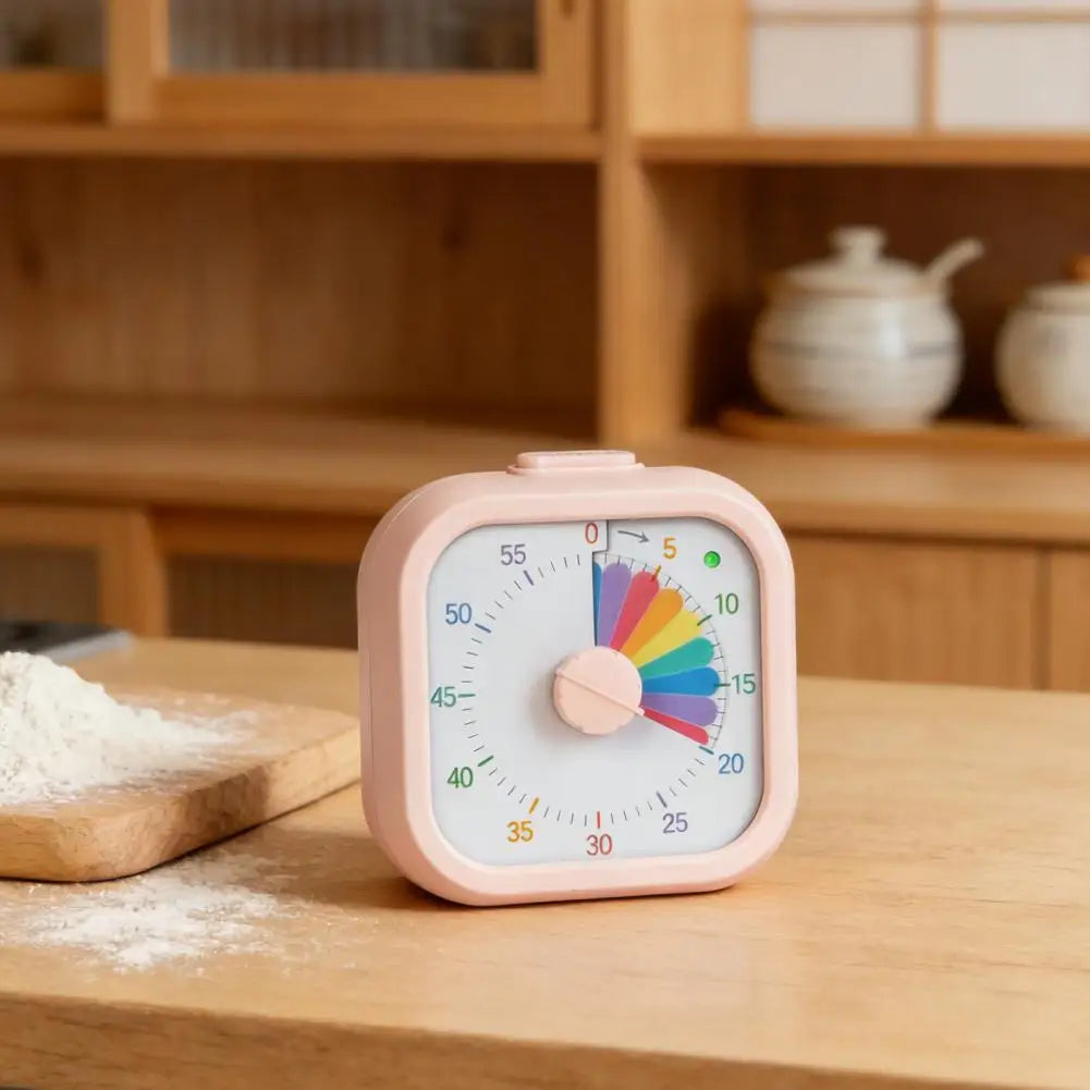 Visual Timer for Kids 60 Minute Rainbow Countdown with Silent Pause Function Dual Sound Light Reminder Timer for Kitchen Study