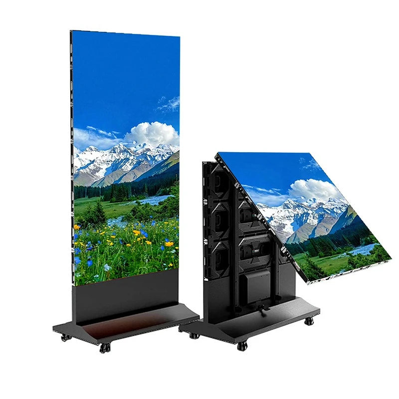 Indoor led poster screen folding advertising screen shopping mall mobile led display