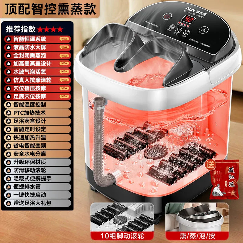 220V AUX Electric Foot Spa Bath Massager with Heating and Constant Temperature Automatic Home Use Deep Bucket WDC