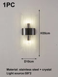 Gold/Black Stainless Steel Crystal Wall Sconce for Living Room, Bedroom, Kitchen Home Decor Lighting, G9 Light Source