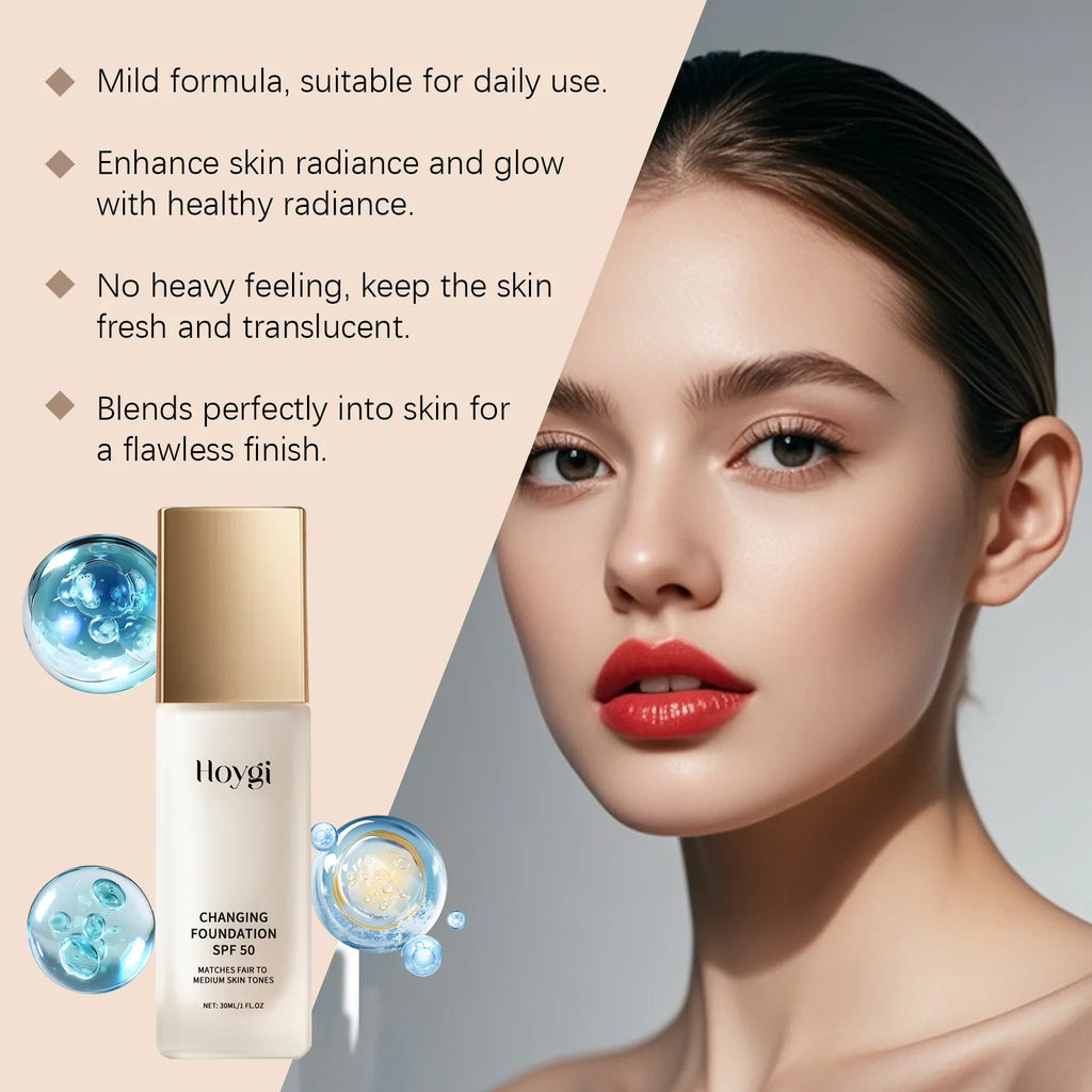 Protective Concealer Foundation Liquid, Lightweight Matte, Gentle, Moisturizing, Bright, Soothing, Skin-Friendly, Suitable for O