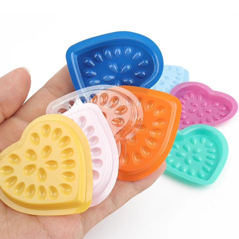 100 pcs Disposable Pvc Heart Shape Flower Holder Sticker Lash Glue Adhesive Pallet For Women Eyelash Extension Makeup Tools