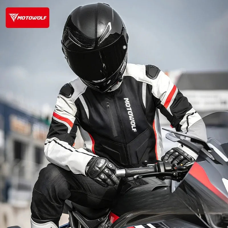 MOTOWOLF Men Motorcycle Riding Jacket Removable Waterproof Thermal Liner Windproof Anti‑Fall Motorbike Touring Racing Coat