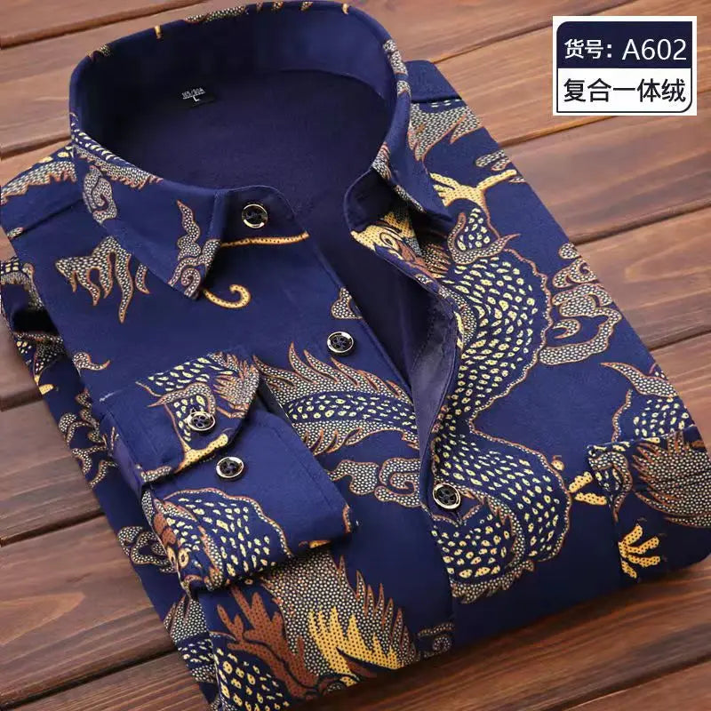 2026 Winter New arrival Men's Fashion Casual Long Sleeve Shirt autumn Men Fleece Thick Warm High Quality Large Size Shirt M-4XL