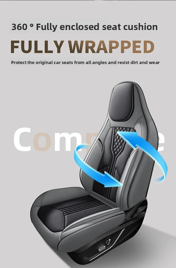 Universal Sporty Seat Luxury Car Seat Full Cover Perforated Breathable Leather Sedan SUV. Cushion Car Seat Full Cover Protection