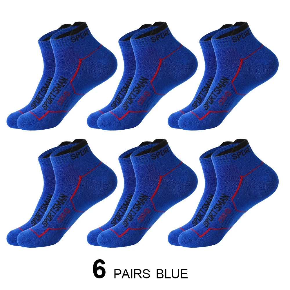 6 Pairs/Lot Spring Summer Men's Sports Running Socks Protective Ankle Socks Thin Breathable Deodorant Fitness Short Socks 38-44