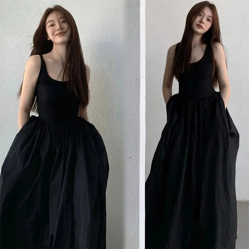 Black Strapless Long Dress Women Fashion Slim Sleeveless O-Neck High Waist Dresses Female 2026 Spring Summer new  Party Vestidos