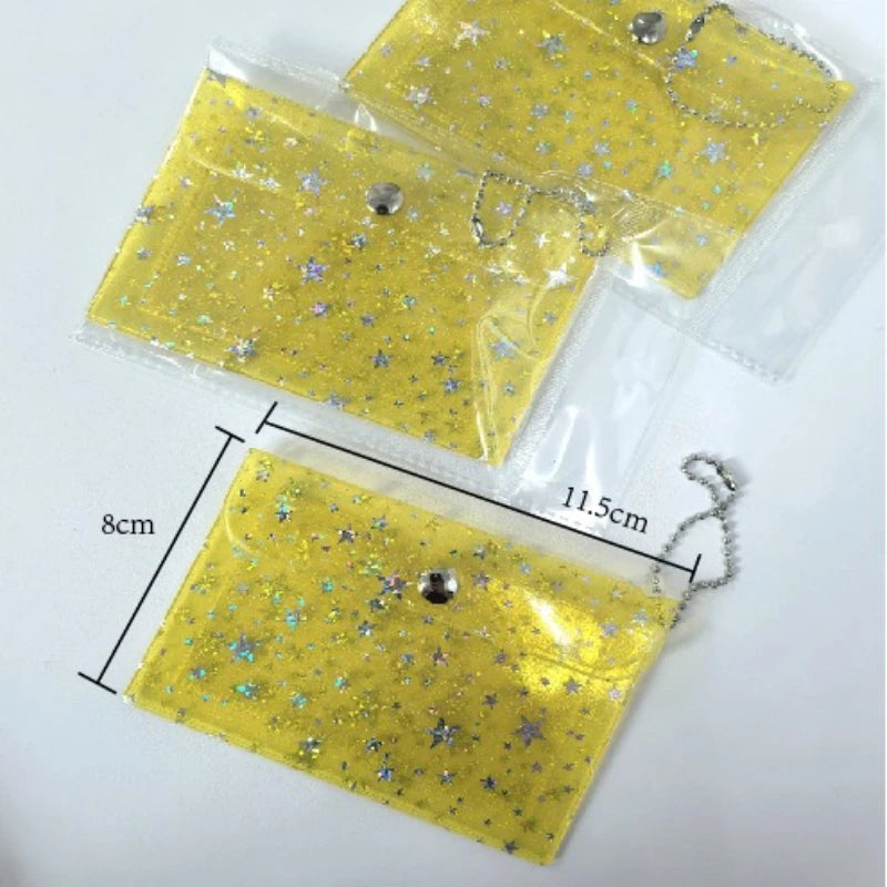 Transparent Laser Star Card Bag Children's Coin Purse Mini Cute Wallet for Women Cash Credit Card Holder Organizer