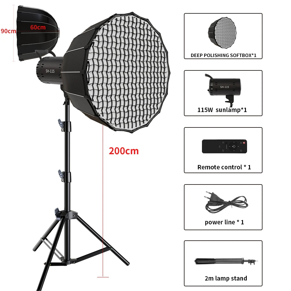 115/135W Photography Bowens Lighting LED 220V Video Studio Daylight-Balanced Lamp Portrait Flash Studio 3000-6000K 3 Colors