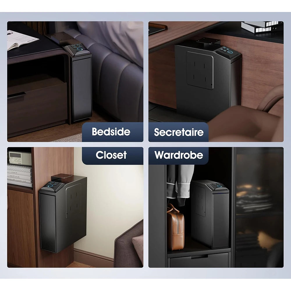 Biometric Gun Safe, 4 Ways Unlock with Fingerprint, Key Access, PIN Code, Mounted Nightstand Pistol Safe and Gun Lock Box