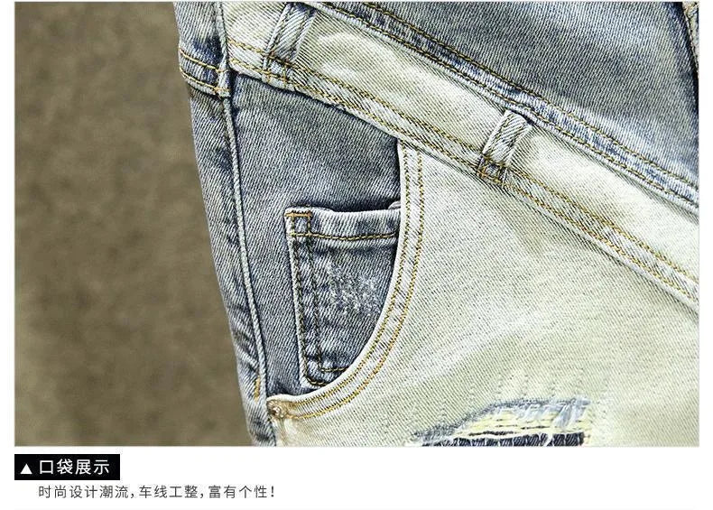 Summer New Fashion Trend Straight Leg American Retro Jeans Men's Casual Loose Sports Plus Large Size High-Quality Denim Shorts