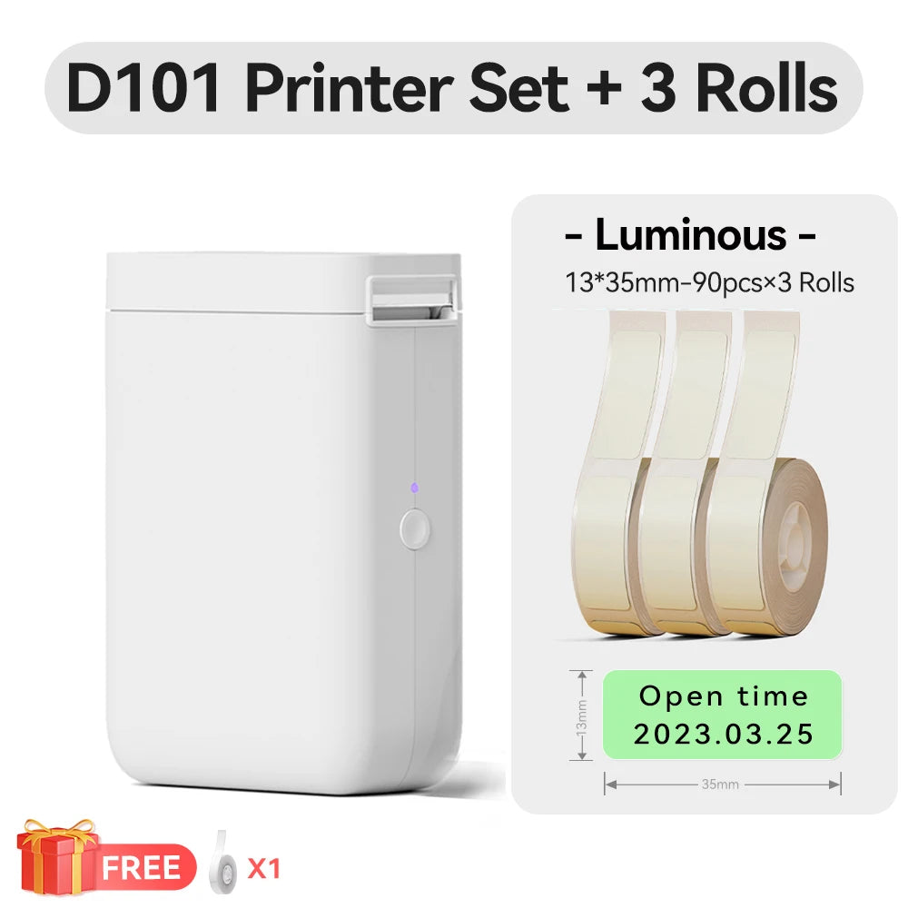 Niimbot D101 Thermal Label Printer Wireless Pocket Barcode Maker Inkless 10-25mm Width Mobile Sticker Printer for Office Home