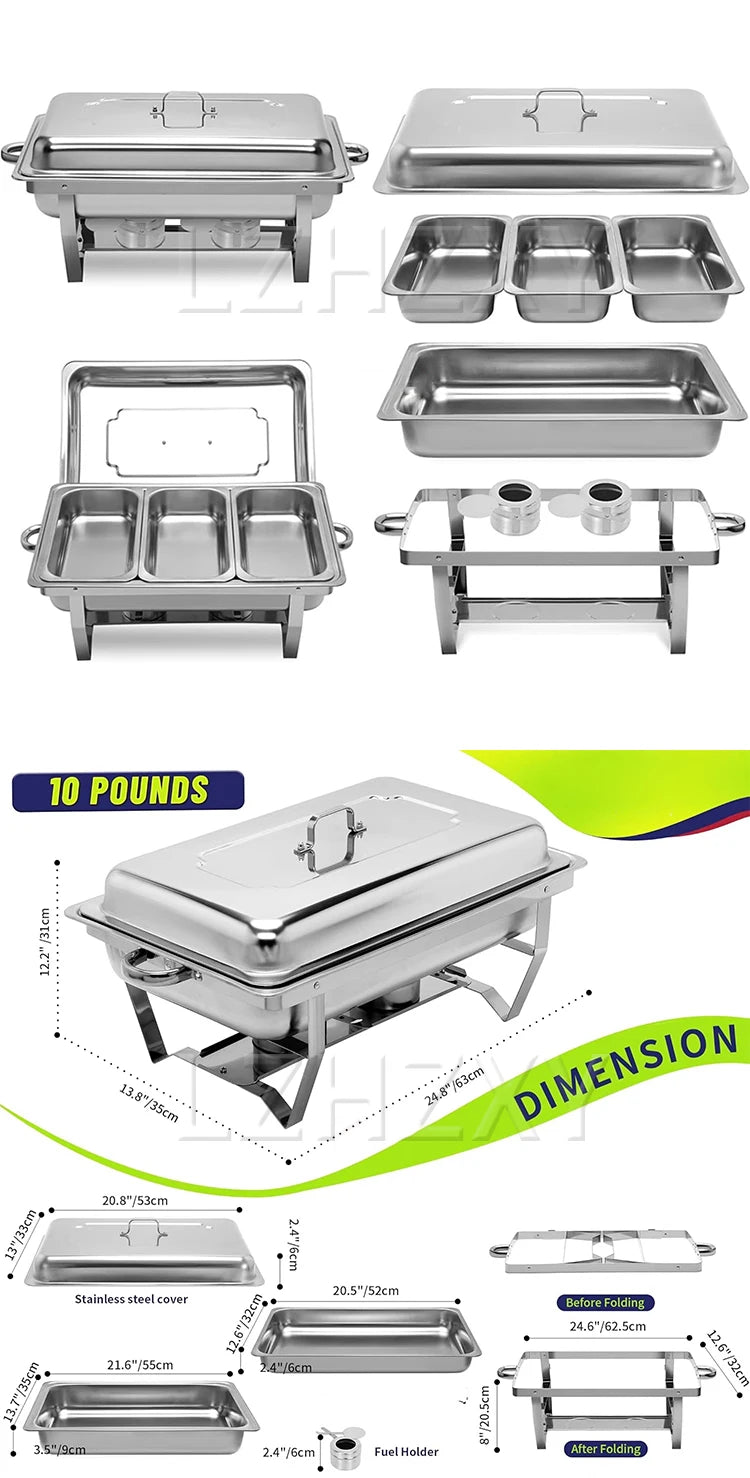 Stainless Steel Buffet Stove Hotel Restaurant Rectangular Folding Alcohol Stove Single/Double/Triple-Tank Buffet Warming Stove