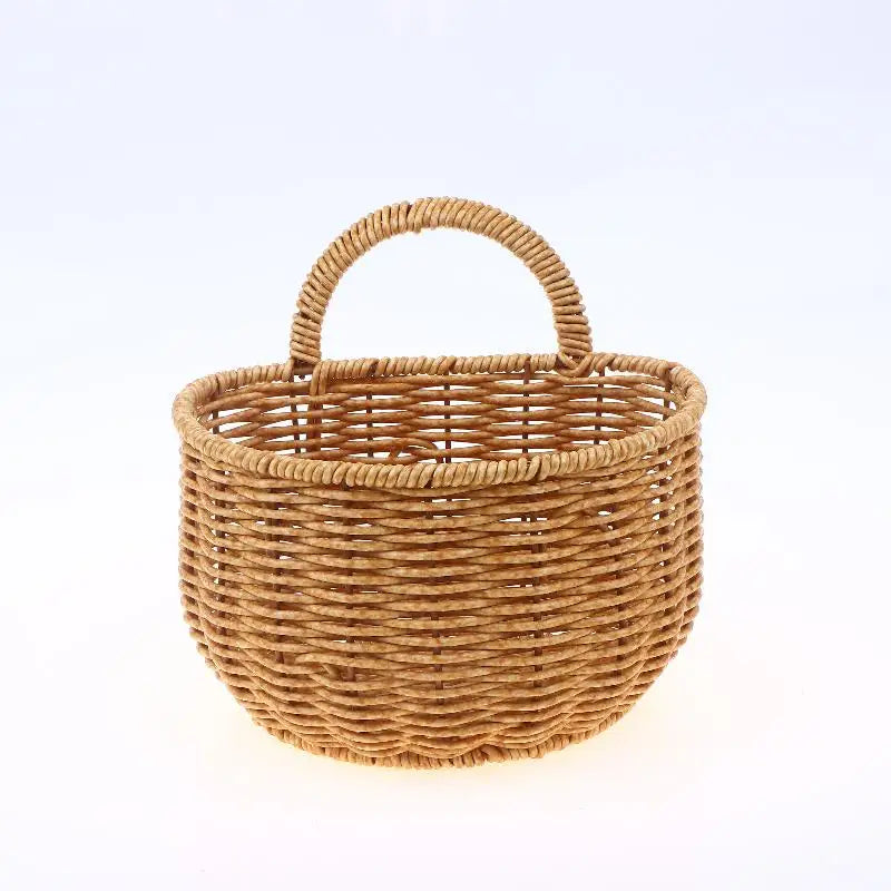Kitchen Storage Basket With Handle Cute Wall Hanging Woven Basket Kawaii Hanging Storage Basket Kitchen Sundries Organizer