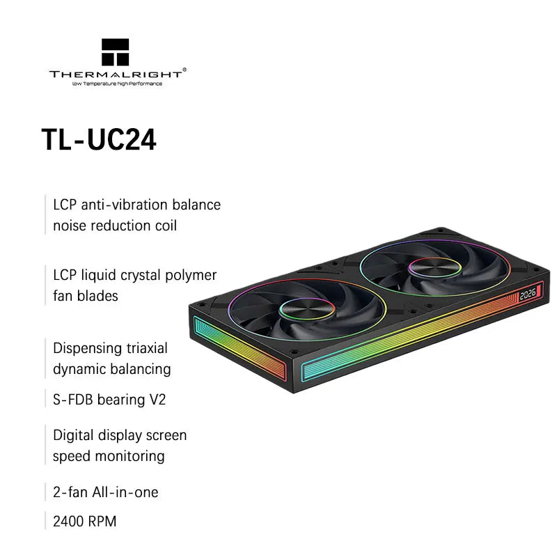 Thermalright TL-UC12/24/36 Performance Level Fan Pressure Fan ARGB Infinity Mirror Smart Speed Display 2400 RPM PWM Temperature