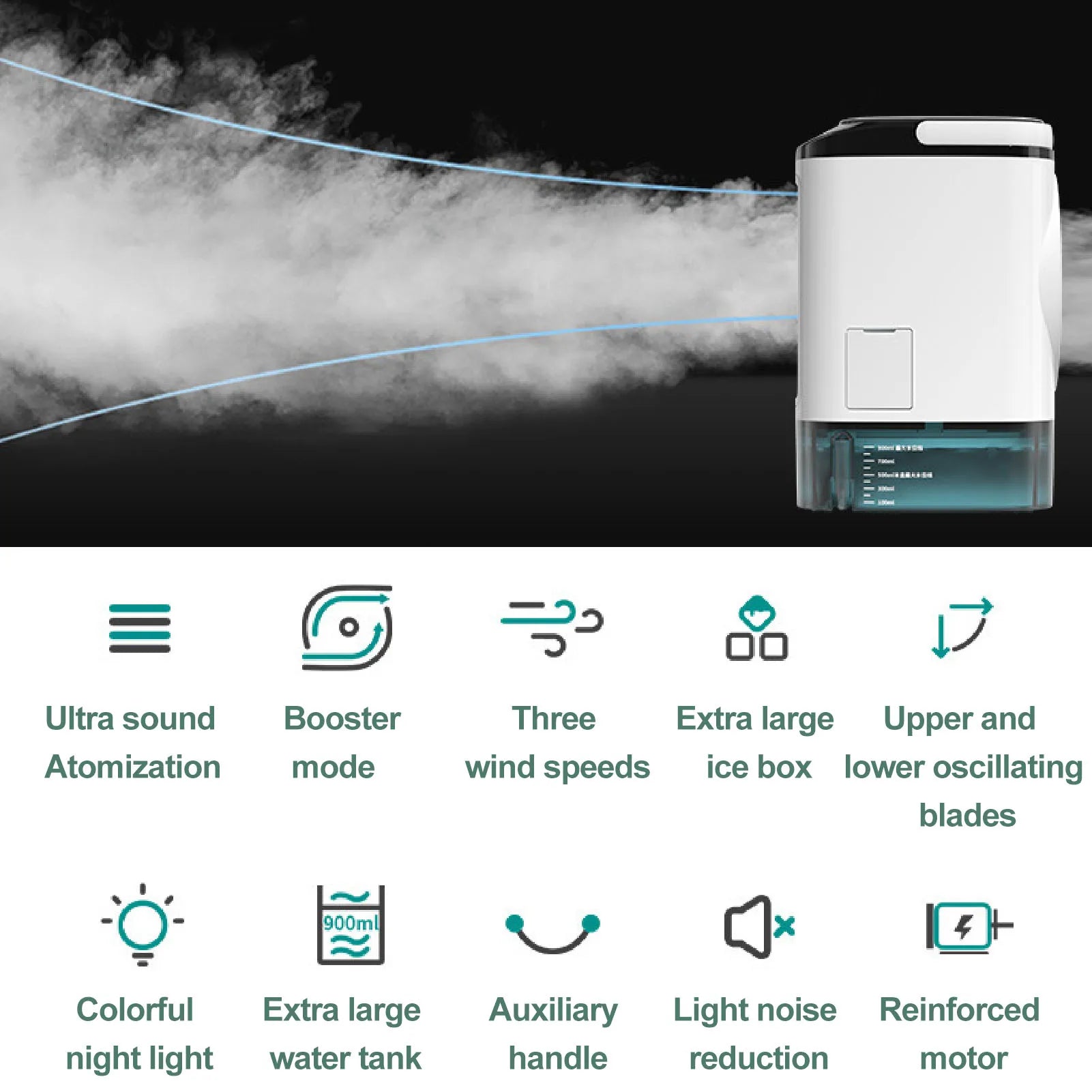 Mini Air Conditioner 12W 900ml Water Tank USB Powered Humidifying Misting Portable Air Cooler for Home Desk Office