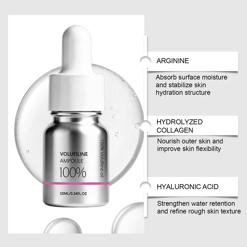 Volufiline 100% Ampoule Facial Serum 10ml Hydrolyzed Collagen Hyaluronic Acid Deep Hydrate Improve Rough Skin Gentle Easy Absorb