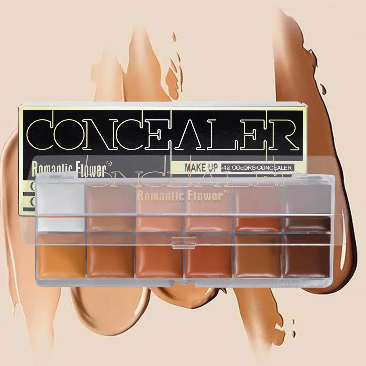 12 Color Concealer Palette for Dark Skin Full Coverage Waterproof Contouring Face Makeup Bridal Wedding Day Photo Ready