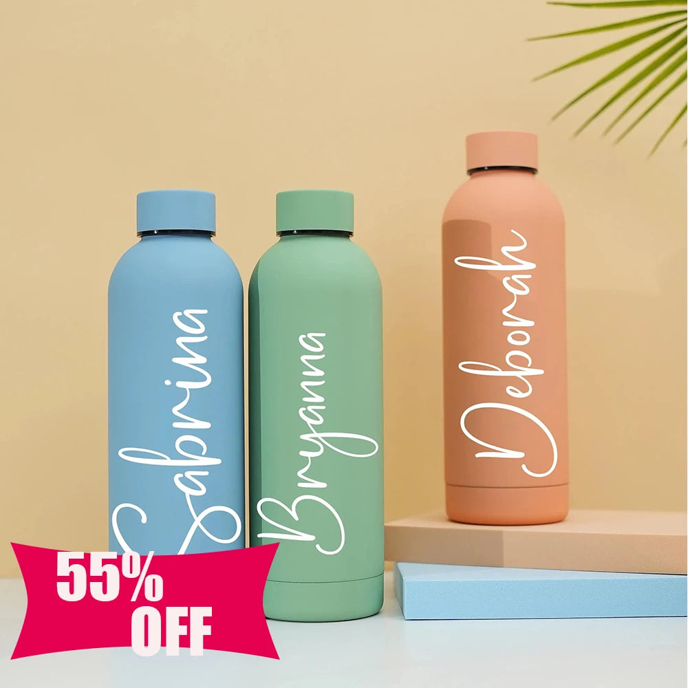 Customizable Text LOGO Insulated Water Bottle Portable with Screw Lid Unisex Groomsmen Wedding Gift Cup Termos Travel Drinkware