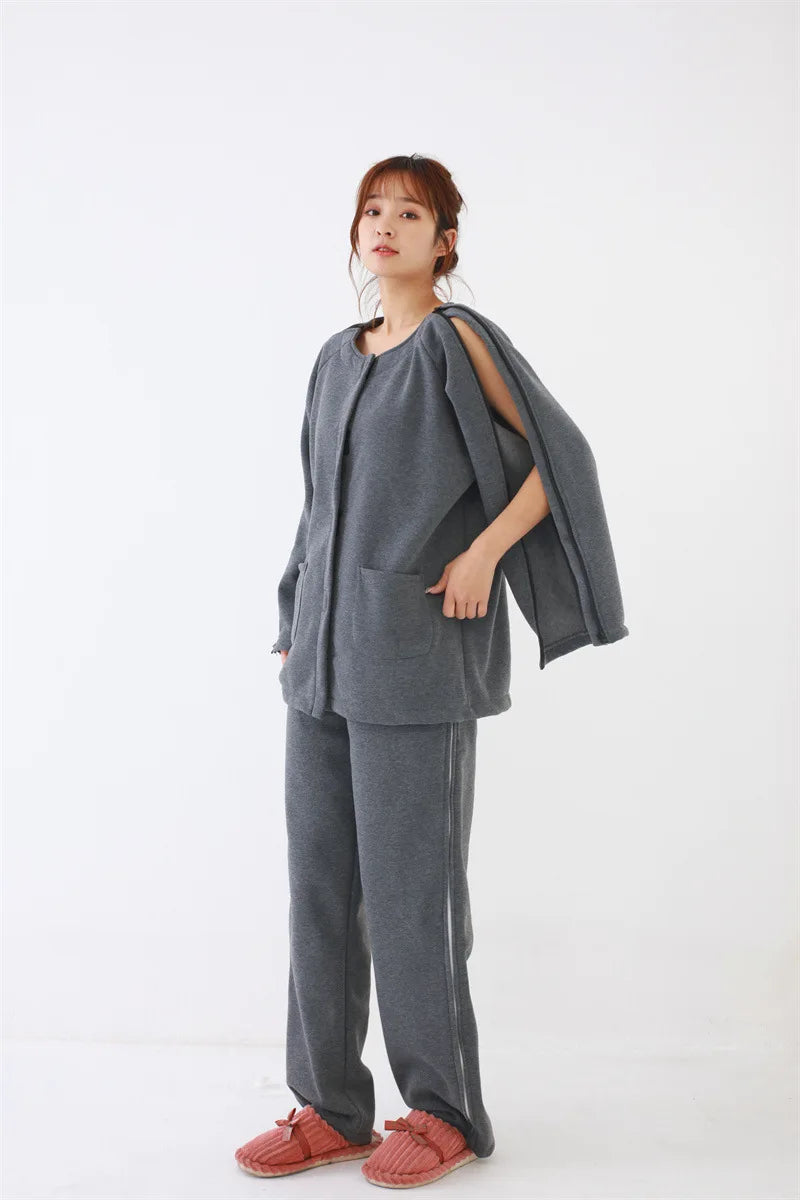 Easy Wear Care Pants for Elderly with Fall/Winter Thin Velvet Paralysis Bedridden Patients and Leg Fracture/Operation Recovery
