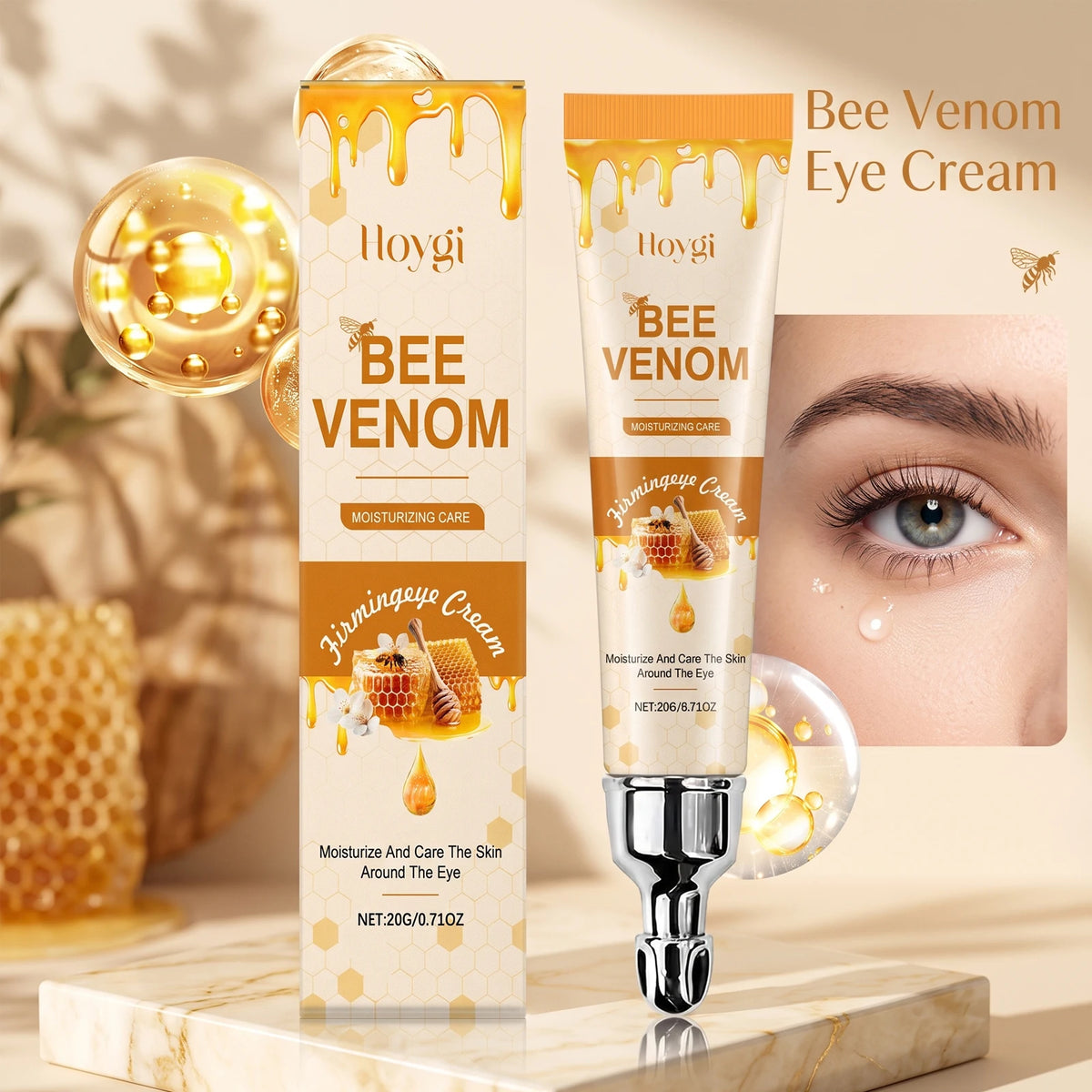 Bee Venom Firming Eye Cream Smoothing Fine Lines Hydrating Fade Under-Eye Dark Spots, Reduce Puffiness Eye Care Moisturizer