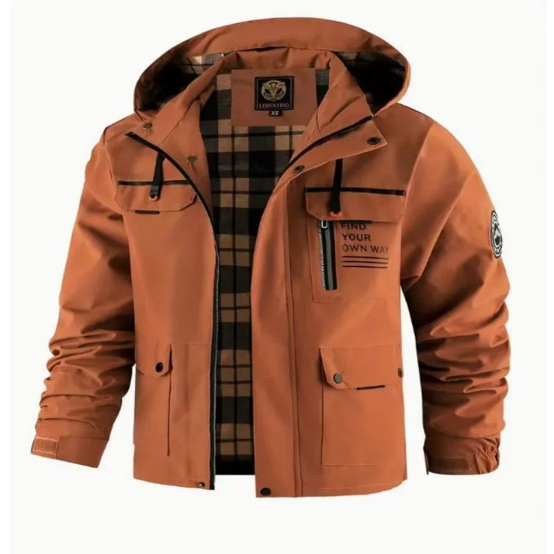 Men's Casual Jacket Parka Autumn/Winter Hooded Jacket Men's Coat Solid Color Outdoor Chic