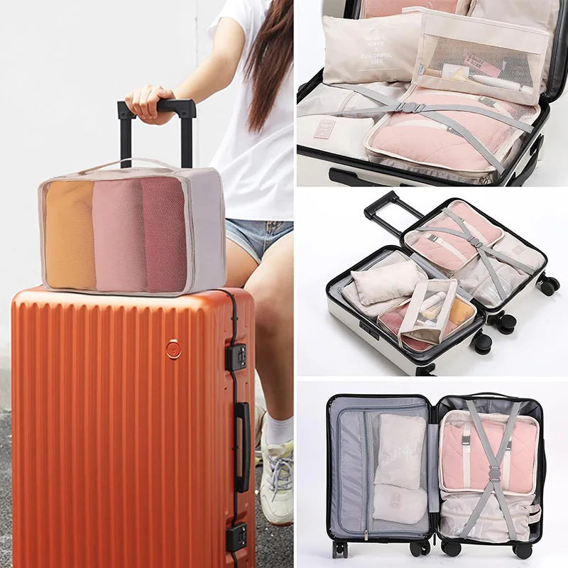 11Pcs Travel Packing Cubes Set Waterproof Luggage Organizer Drawstring Storage Bags for Clothes Shoes Underwear Cosmetic