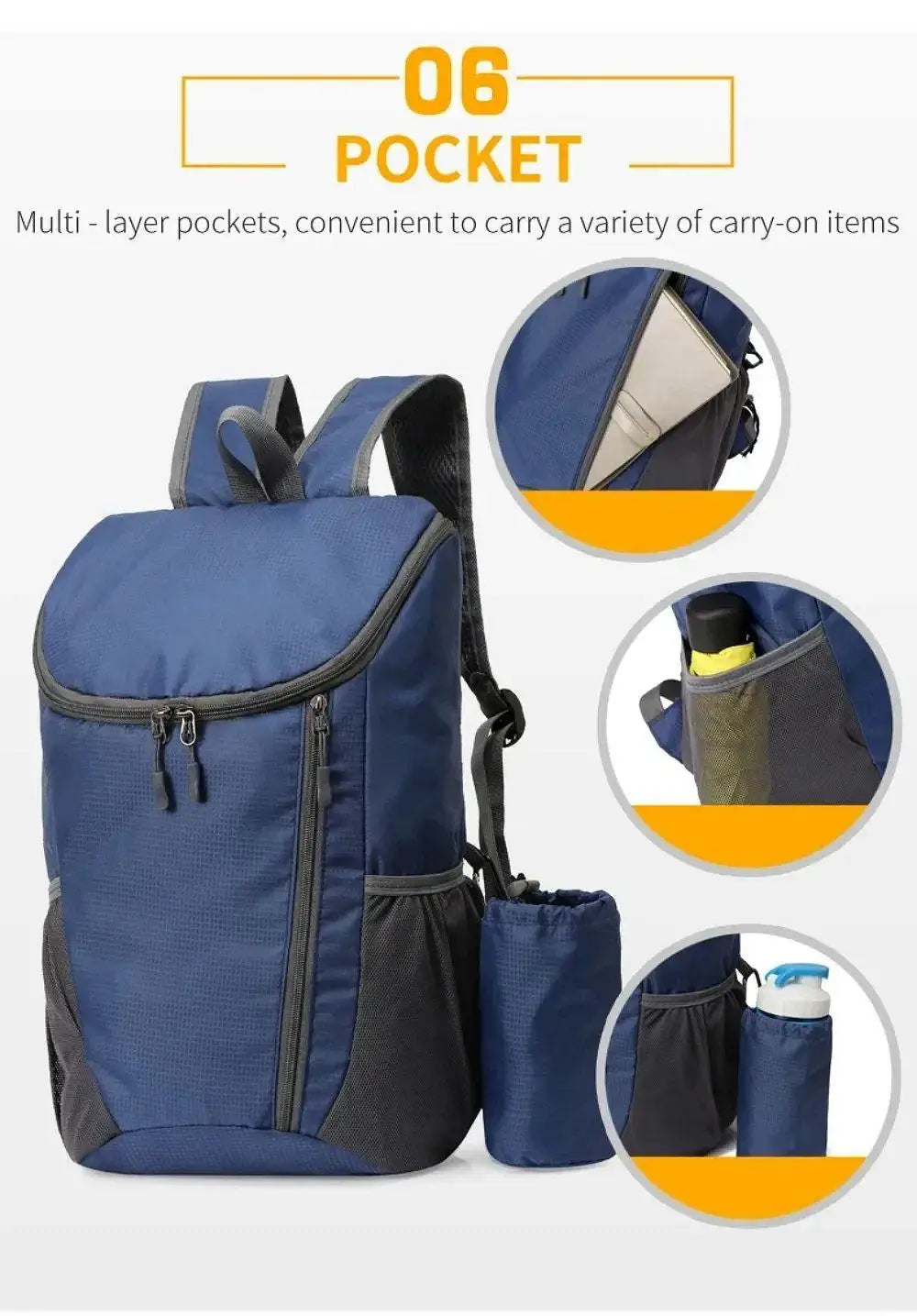 20L Foldable Ultralight Backpack Portable Waterproof Unisex Outdoor Mountaineering Cycling Travel Hiking Camping Sports Bag