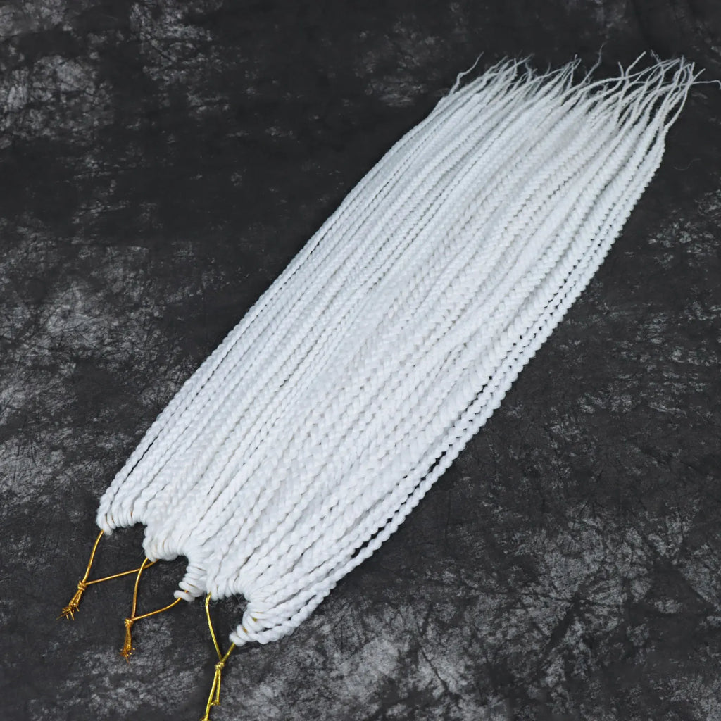 White 3X Box Braids Synthetic Crochet Hair 24Inch Crochet Braiding Hair Extensions Goddess Silver Blonde Braid Pre Looped Hair