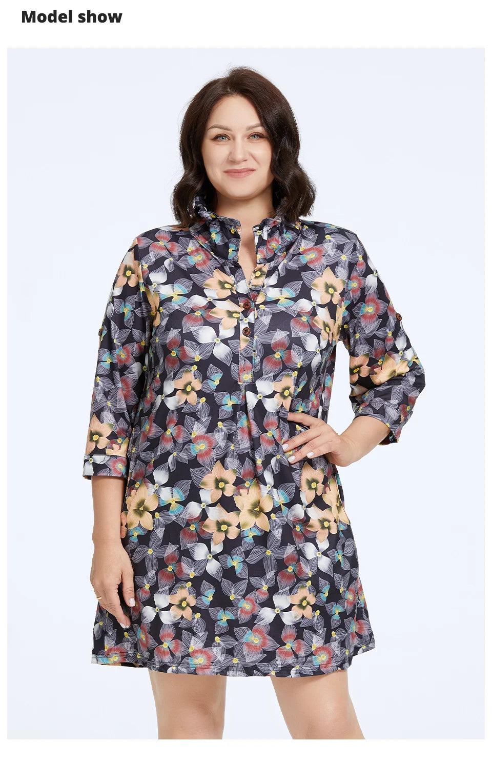 Astrid Women's Dresses 2023 New Long Sleeves Plus Size Floral Print Elegant Dress Stand-Up Collar Party Dresses Daily Office