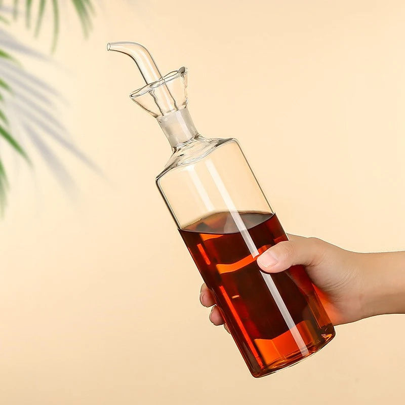 High Borosilicate Glass Oil Dispenser, Leak-Proof Airtight Bottle for Kitchen, Dripless Soy Sauce, Vinegar & Seasoning Pot