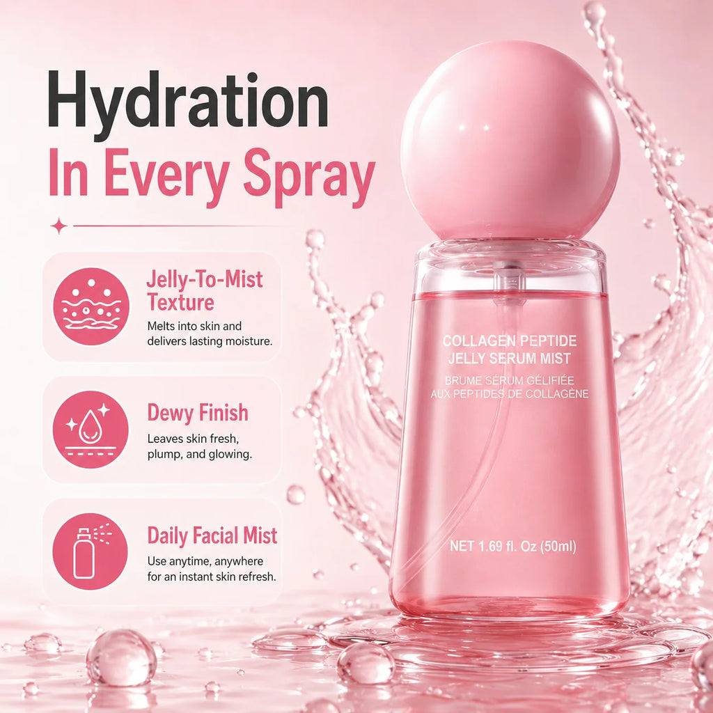 Collagen Peptide Jelly Serum Mist Plumping Smoothing Dry Skin Brighten Firming Deep Hydrating Spray Serum with Collagen Peptides