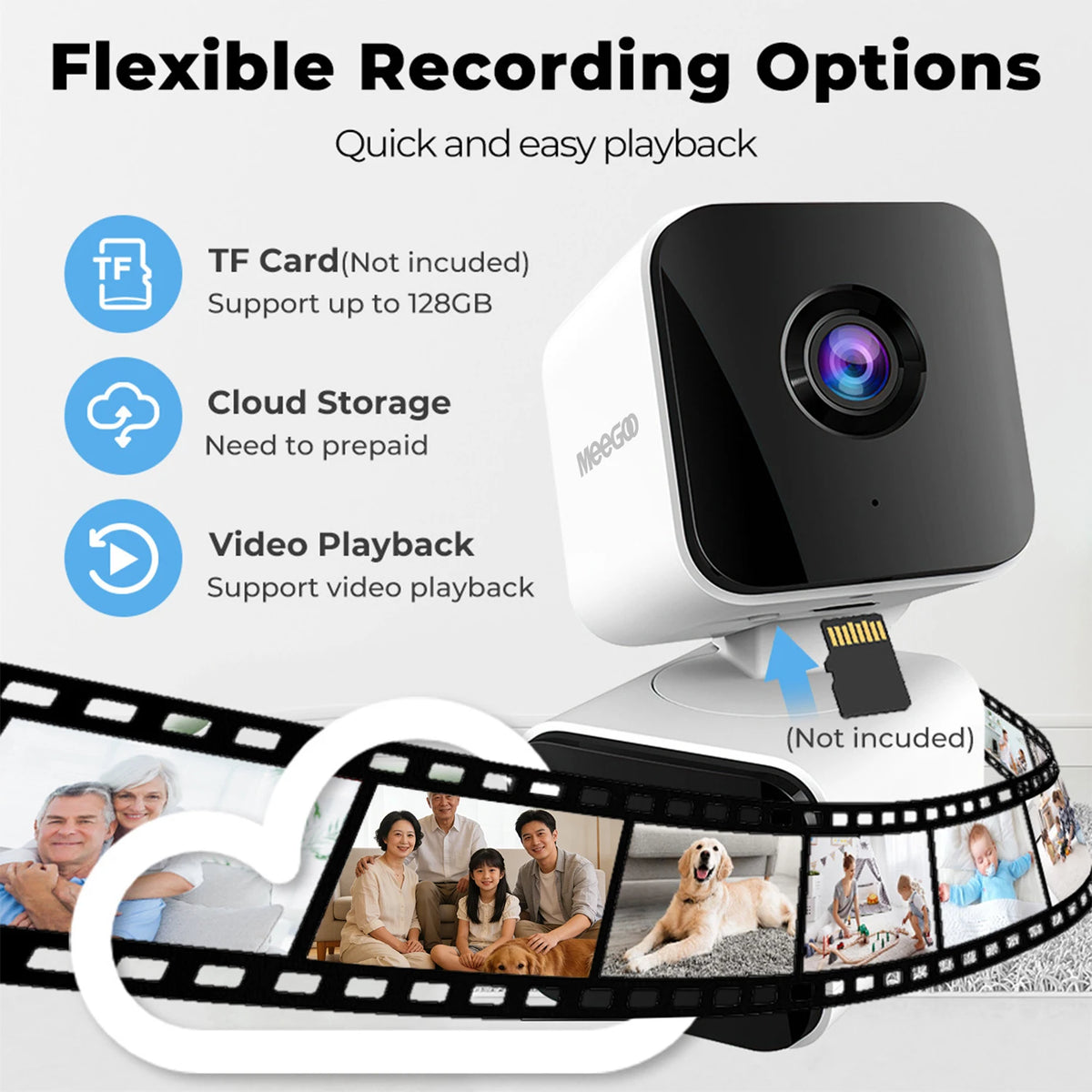 MeeGoo JS-G08 4MP WiFi Pan-Tilt Camera, Single-Lens, AI Night Vision, Two-Way Audio, Motion Detection, Person Tracking, Smart Pu
