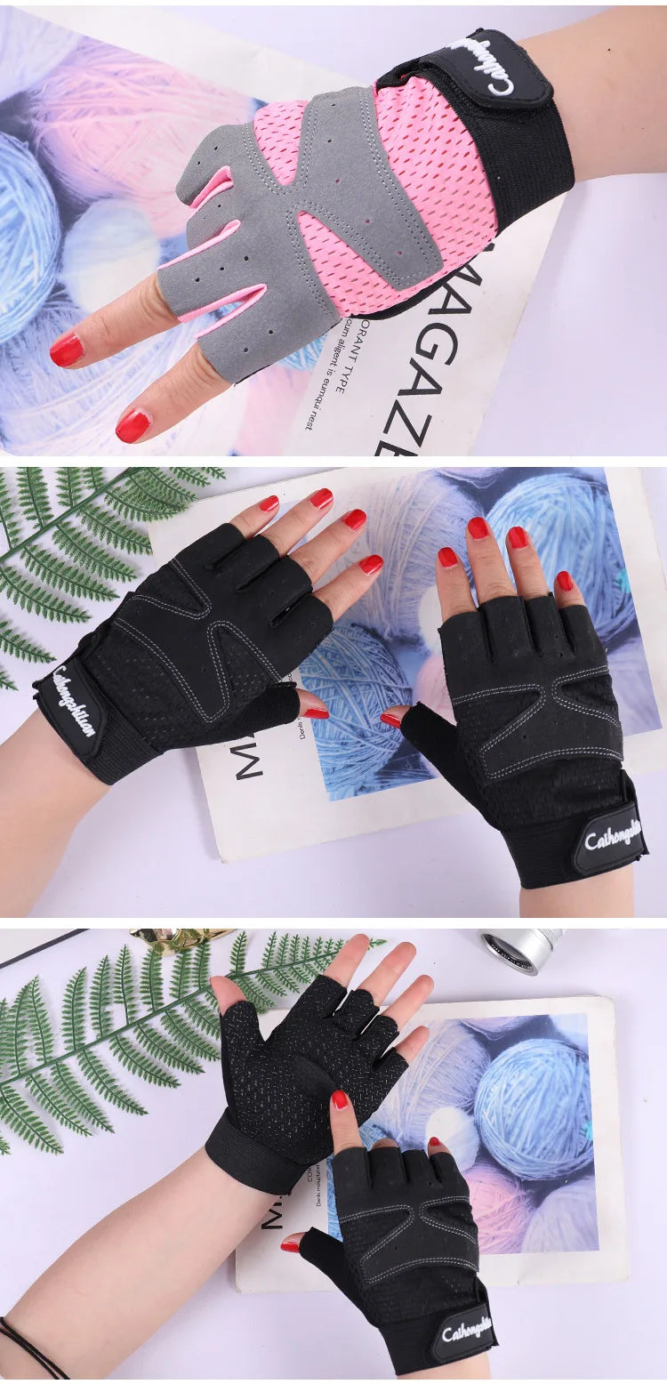Cycling Fitness Gloves for Men Women Gym Motorcycle Summer Bicycle Fingerless Anti-slip Sports Weightlifting Breathable Gloves