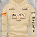 Spanish Flag Madrid Print Men Women Hooded Sweatshirt Autumn Winter Daily Outdoor Vacation Fitness Casual Loose Warm Sportswear