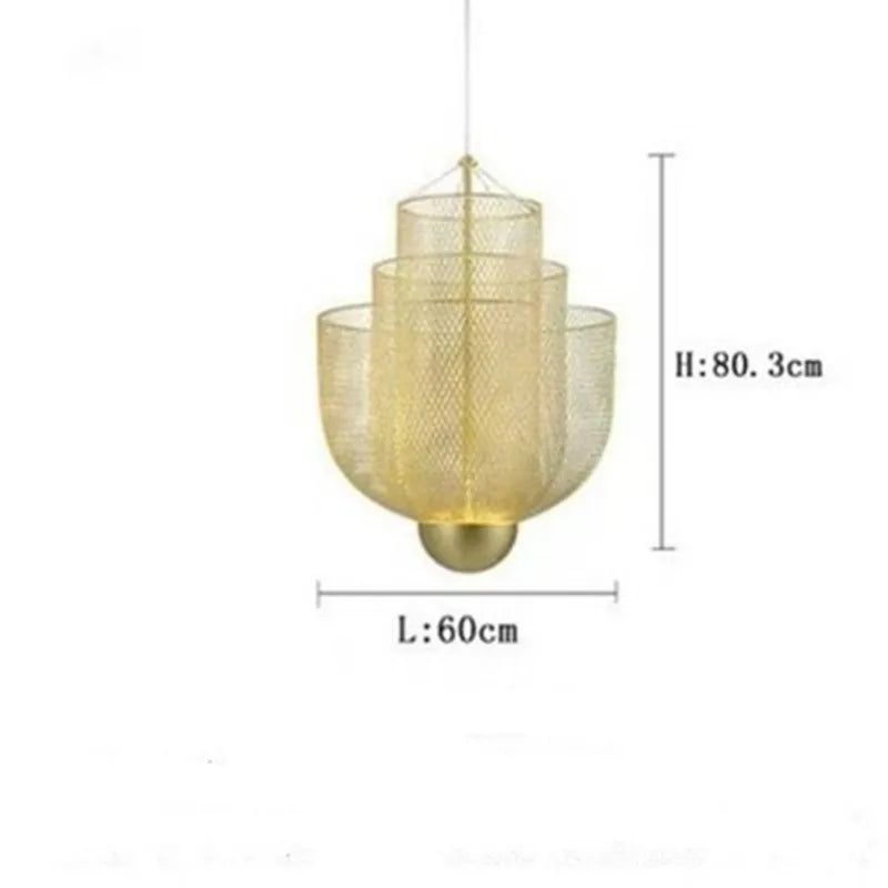 Modern Ceiling Chandeliers Dimmable LED Pendant Light Modern Design Metal Grid Meshmatics Dining Hanging Lamp Suspension Fixture
