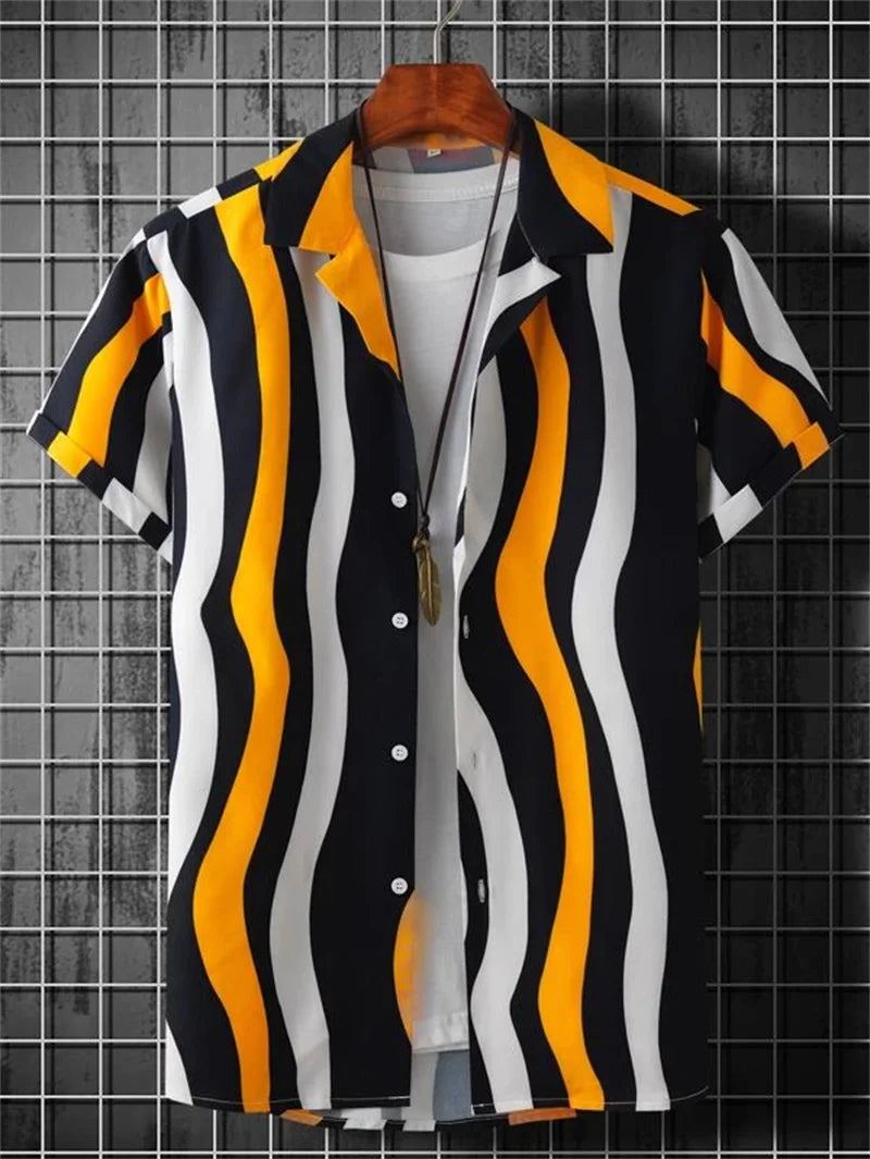 Men's Abstract Art Cuba Collar Shirts Hawaiian Loose Breathable Beach Wear Men's Outdoor Street Fashion Shirt Summer Men's Top
