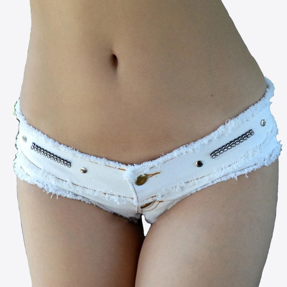 Womens Low Waist Denim Jeans Shorts Hottie Sexy Nightclub Mini Shorts Pants Jeans Slim Young Ladies White Pole Dance Hotpants