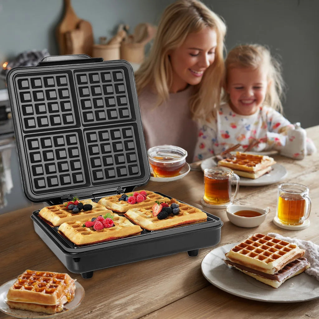 Mini Automatic 1200W 4-Slice Dual Zone Non-Stick Eco-Friendly Belgian Waffle  Machine for  Use W002