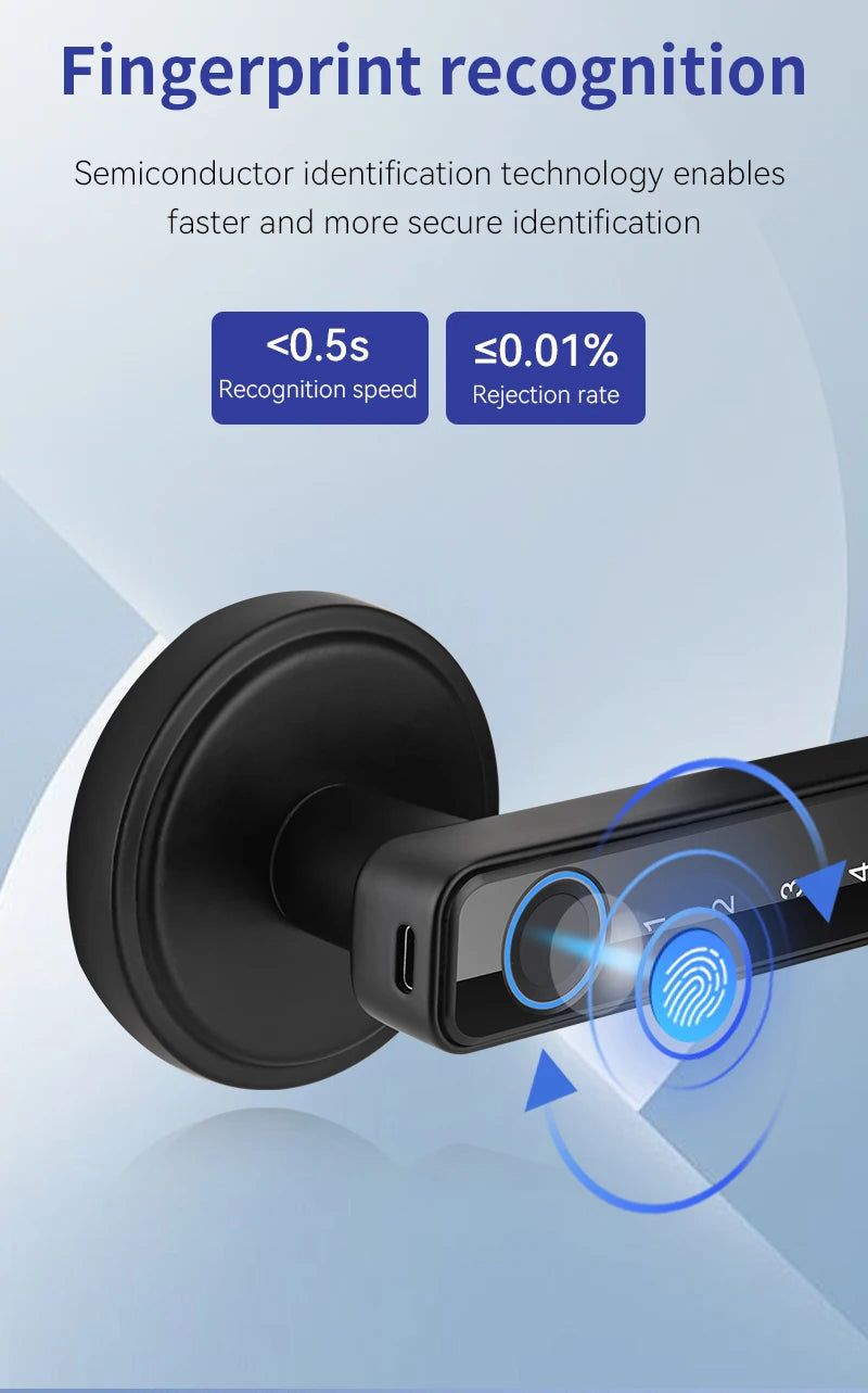 Tuya Bluetooth Smart Fingerprint Door Lock Electronic Lock With Password/Key/Card/APP Unlock Home Protection Smart Life Control