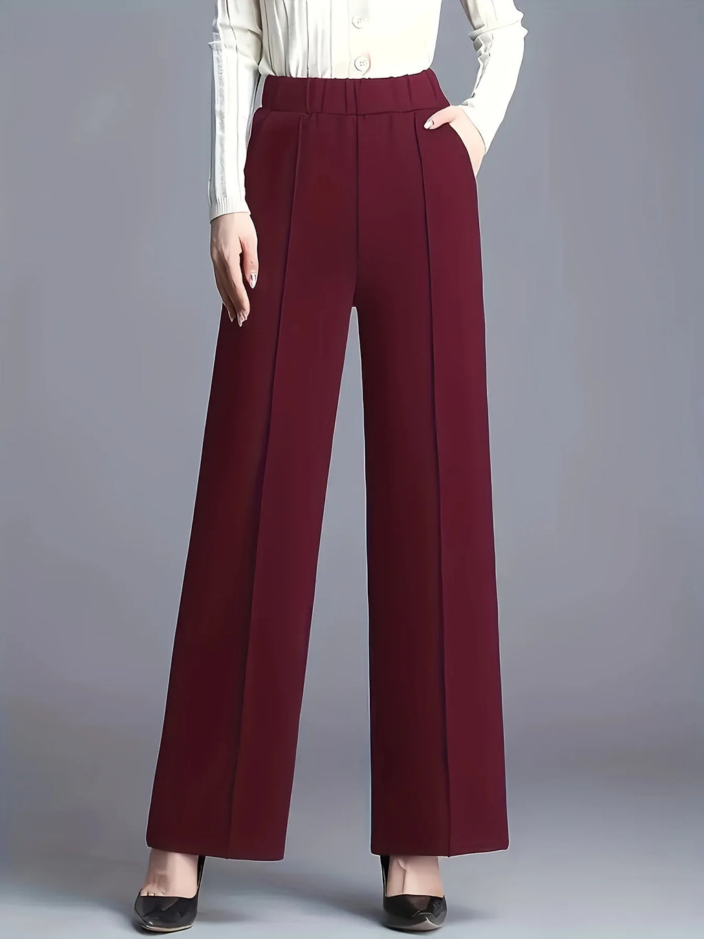 Women High Waist Draped Wide Leg Suit Pants Loose Slimming Straight Casual Versatile Trousers Multiple Colors Daily Commuter