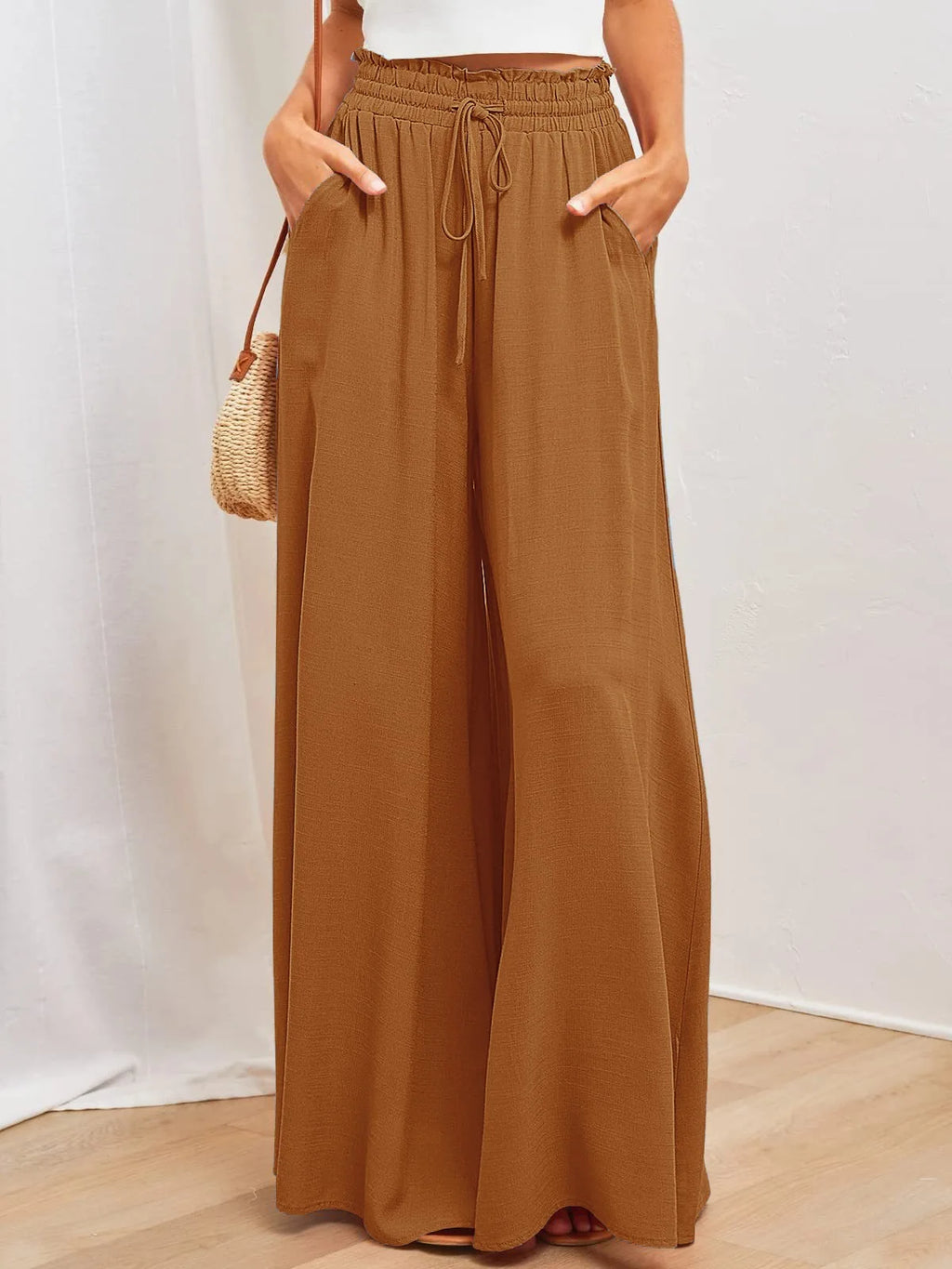 2026 Summer Comfortable Loose Wide Legs Trouser Women' S Pants Casual Simple Style All-match Holiday Vacation Fashion Chic Beach