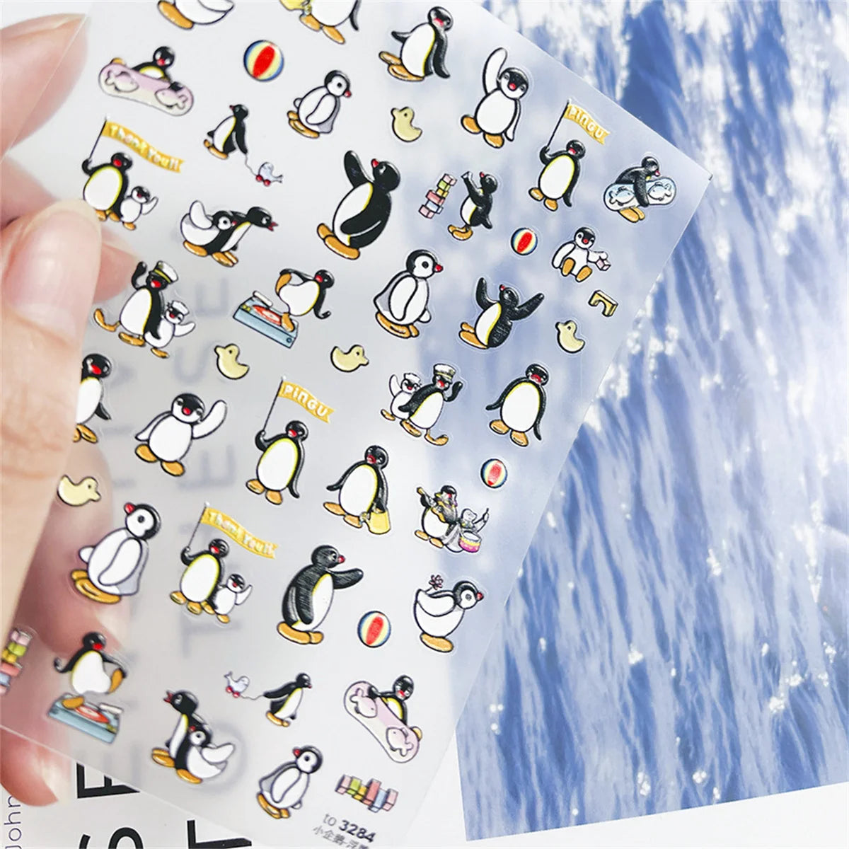 1pcs 5D Kawaii Penguin Nail Stickers Cartoon Animals Self Adhesive Nail Art Decorations Sticker Manicure Decals DIY Accessories