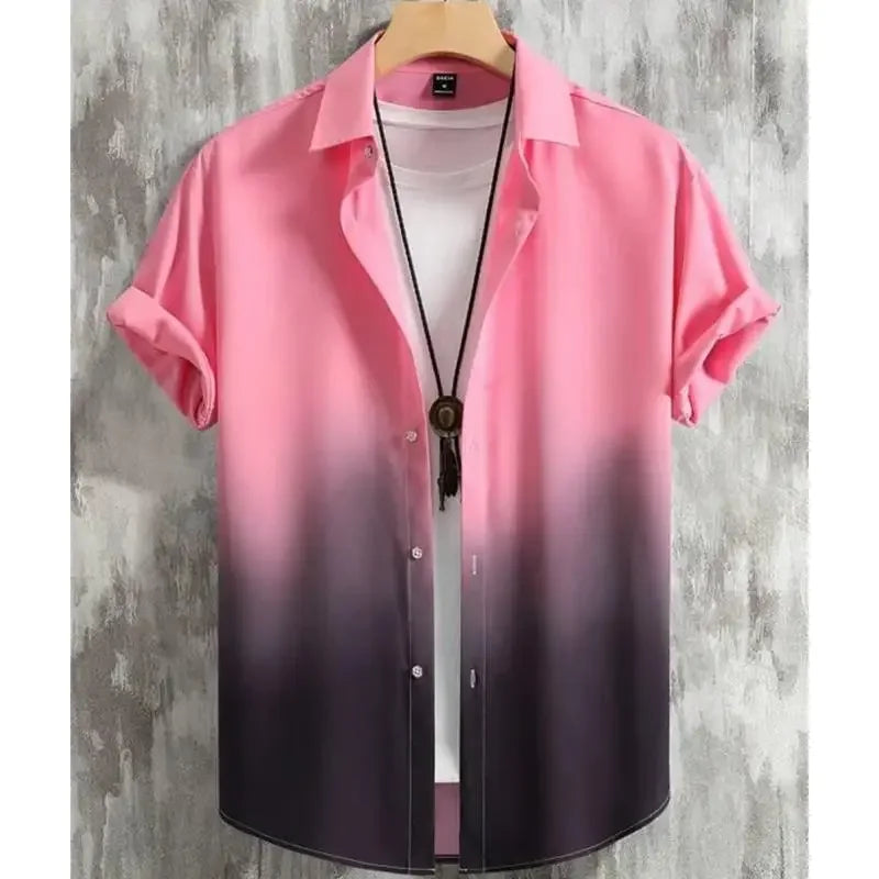 2026 Hawaiian Men'S Shirt 3d Gradient Printing Loose Oversized Shirts and Blouses High-Quality Clothing Beach Party Sweatshirts