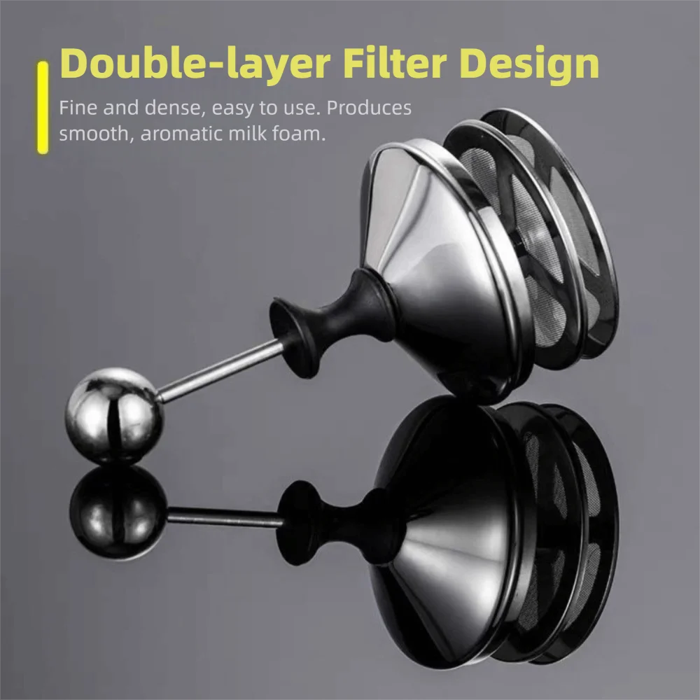 Double Mesh Stainless Steel Milk Frother Professional Modern Simplicity Manual Milk Frother Handheld Design